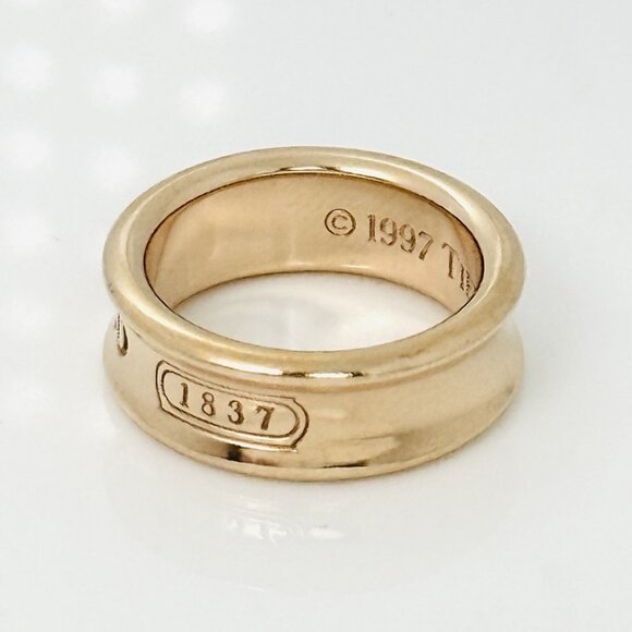 Size 5 Tiffany & Co Gold Plated 1837 Ring in Sterling Silver Concave - Picture 1 of 7